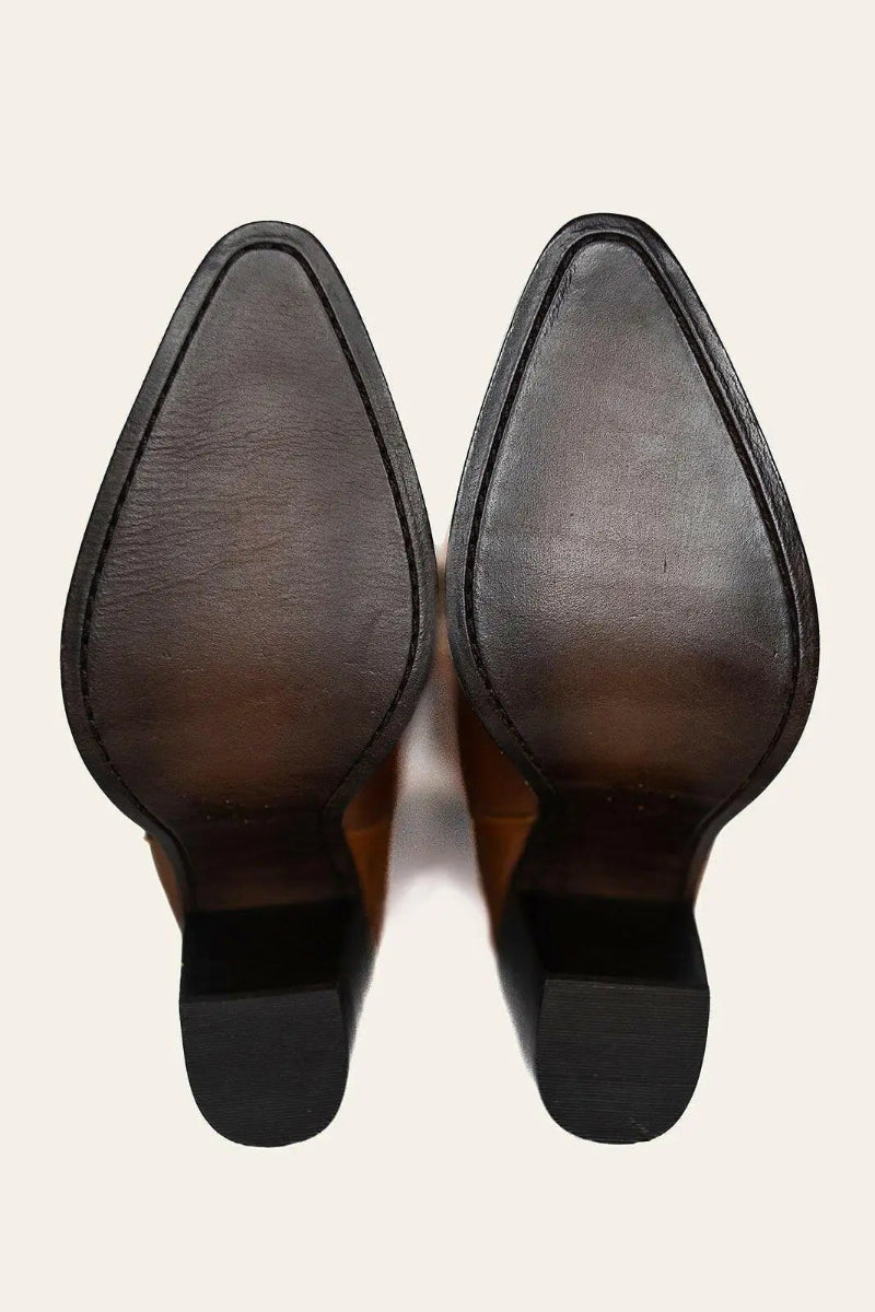 Black wide calf cowboy boots with pointed toes and block heels, genuine leather luxury wide calf boots