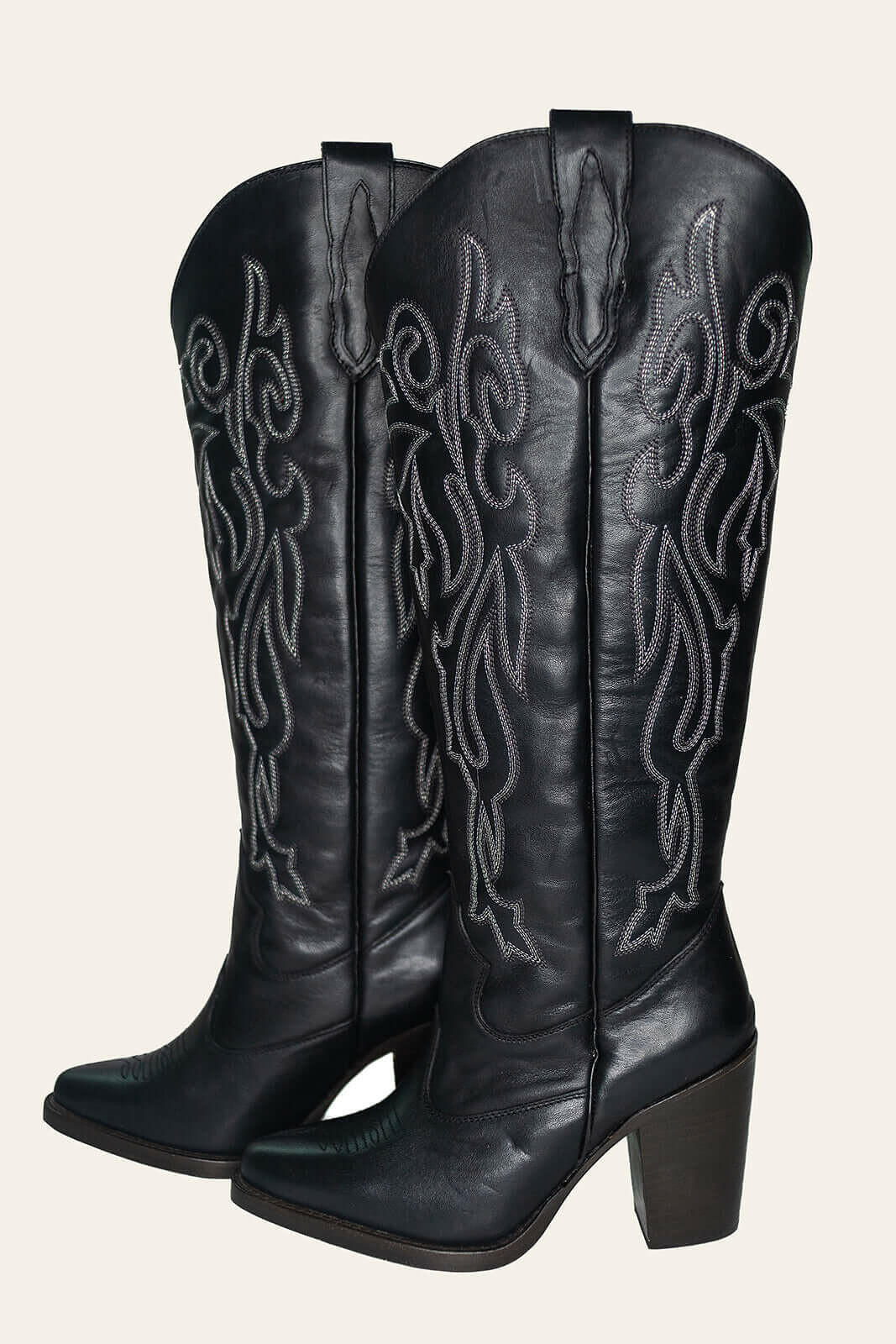 Charlotte Black Wide Calf Boots- Fontleroy