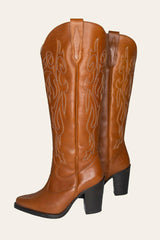 Savannah Brown Wide Calf Bootsa- Fontleroy
