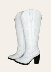 Aspen White Wide Calf Boots- Fontleroy